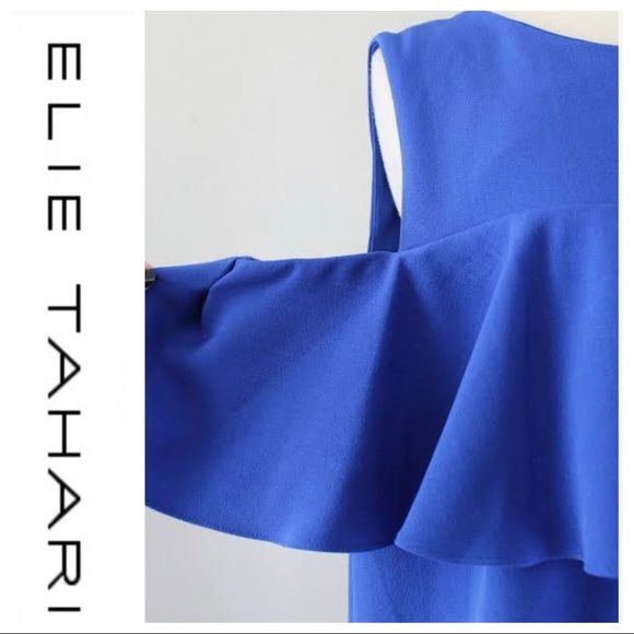 💕SALE Tahari ASL Ruffled Cold Shoulder Mini Dress - Picture 9 of 16